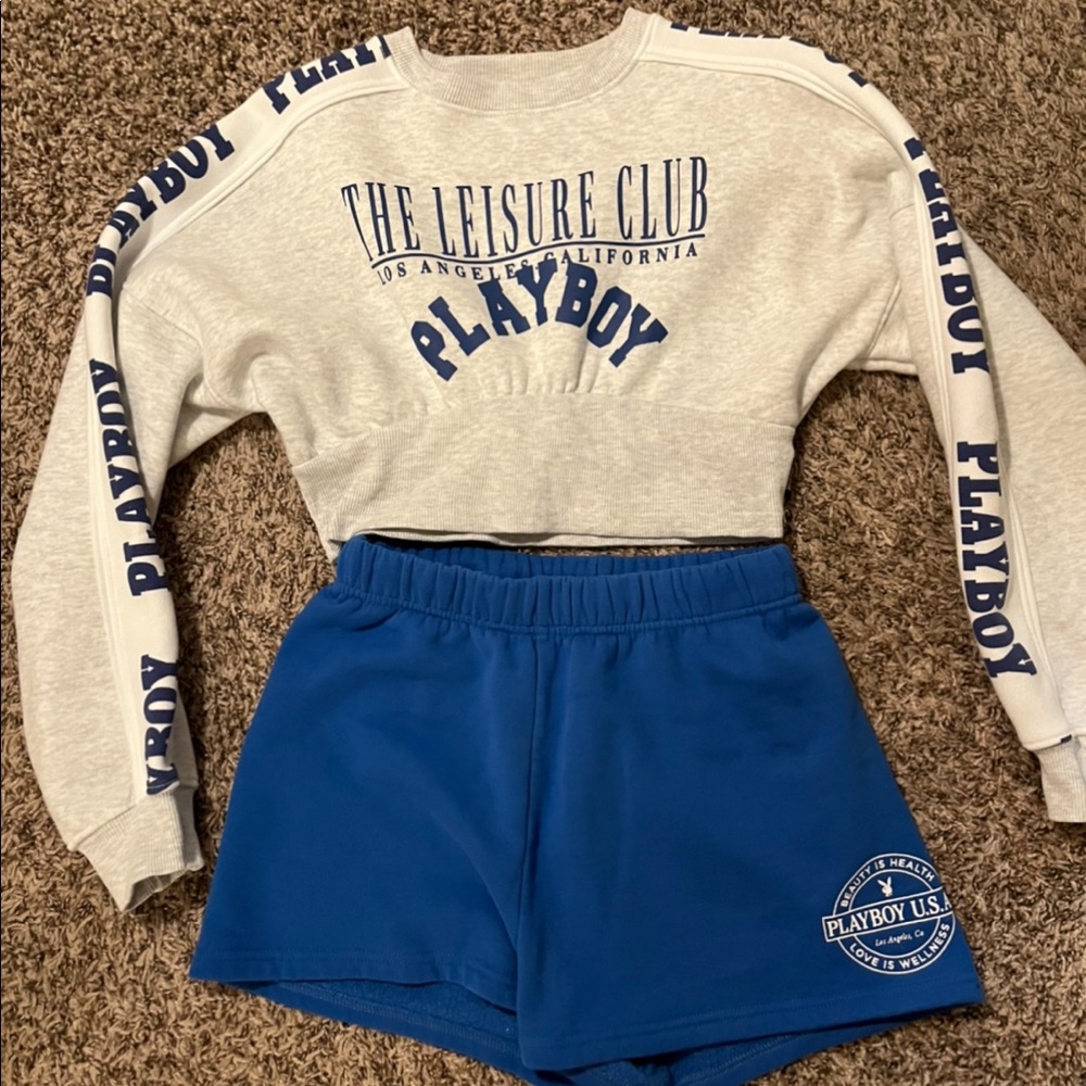 Playboy Cropped Sweatshirt and Shorts